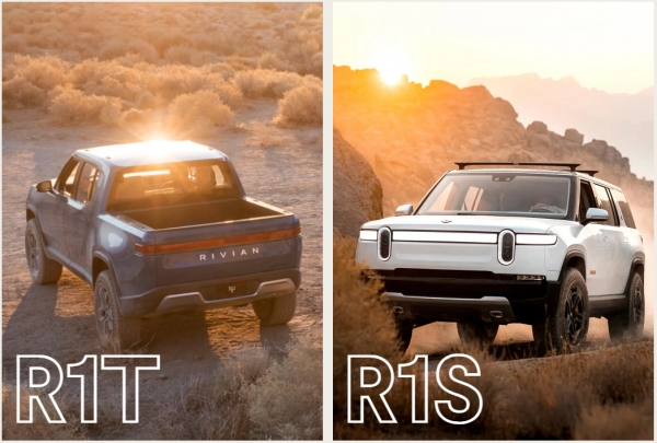리비안이 선보인 전기차 SUV모델 R1S와 트럭 모델 R1T. 사진 회사측 제공.